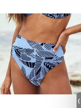 AERIE High Cut Cheeky Bikini Bottom Light Blue XXL
